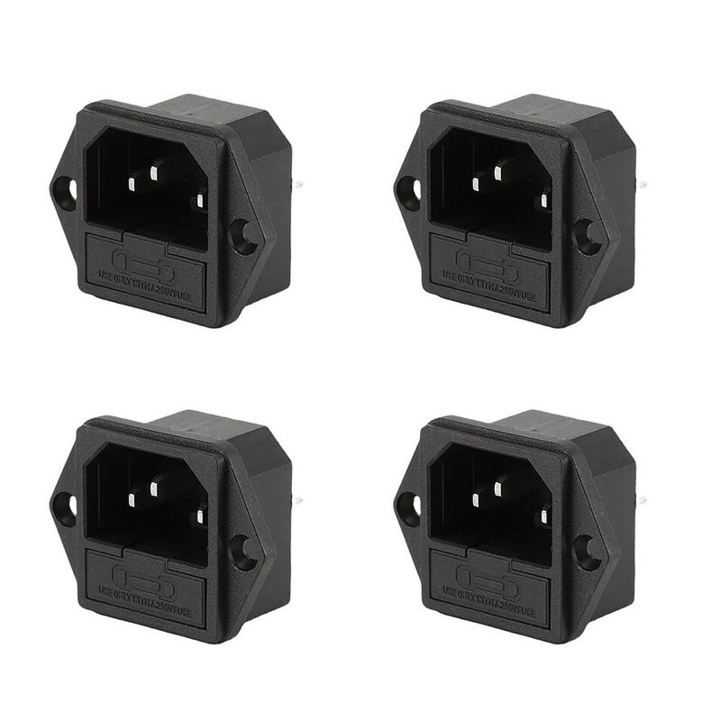 ZYAMY 4PCS IEC320 Installation Inlet Module Plug C14 Power Connector Socket AC 250V 10A 3-pin Panel Mount Adapter for Computer Host Monitor Socket Fuse Holder - Image 1